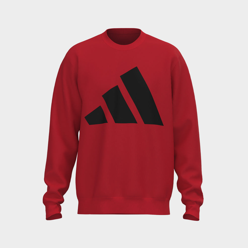 Adidas Mens Essentials Big Logo Fleece Sweatshirt Top Red