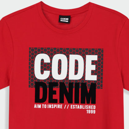 Code Mens Flock Honeycomb Block Graphic Tee Red
