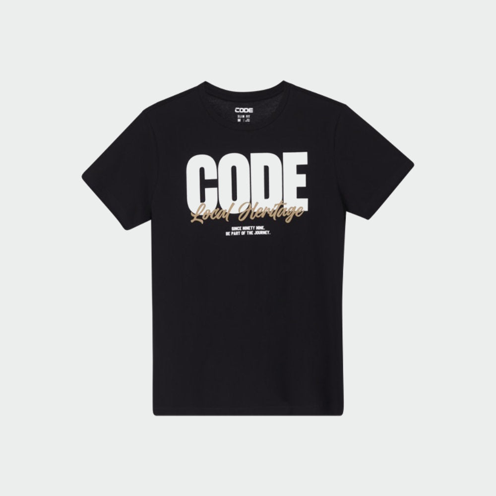 Code Mens Local Heritage Script Graphic Tee Black