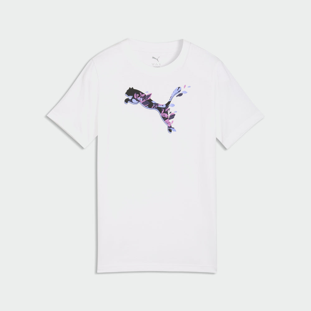 Puma Womens Graphics Floral Cat Tee White