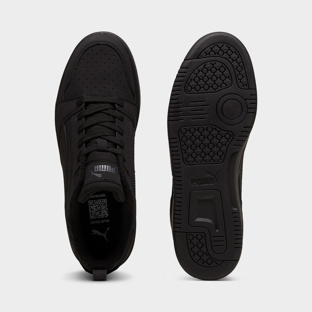 Puma Mens Rebound V6 Low Nubuck Sneakers Black