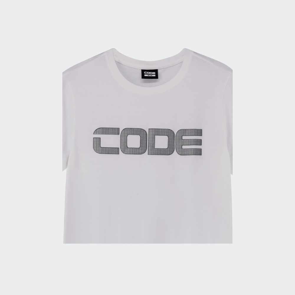 Code Mens Foil Grid Puff Graphic Tee White