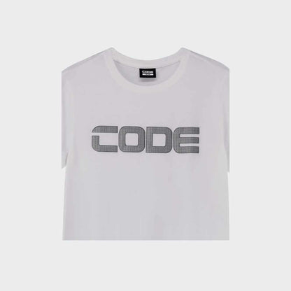 Code Mens Foil Grid Puff Graphic Tee White