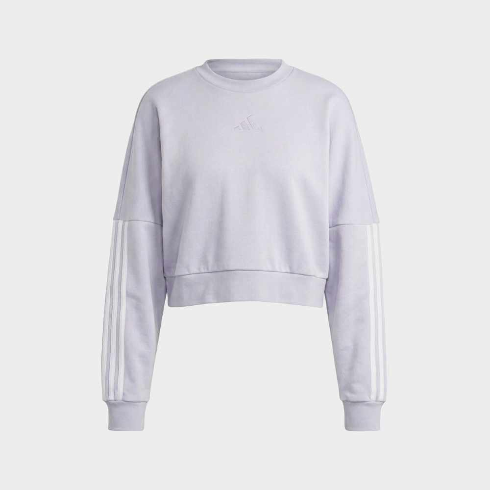 Adidas Womens 3 Stripes Fleece Sweat Grey