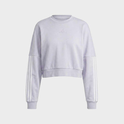 Adidas Womens 3 Stripes Fleece Sweat Grey