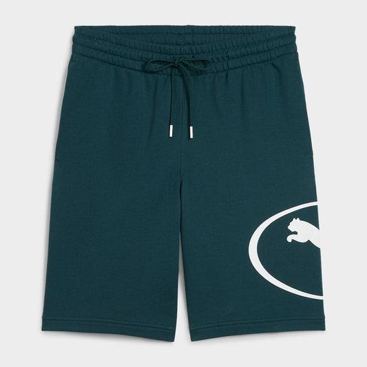 PUMA MENS Graphic 9 inch Shorts GREEN