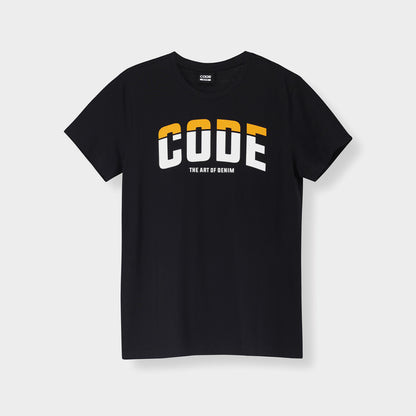 Code Mens Curved Split Graphic Tee Black