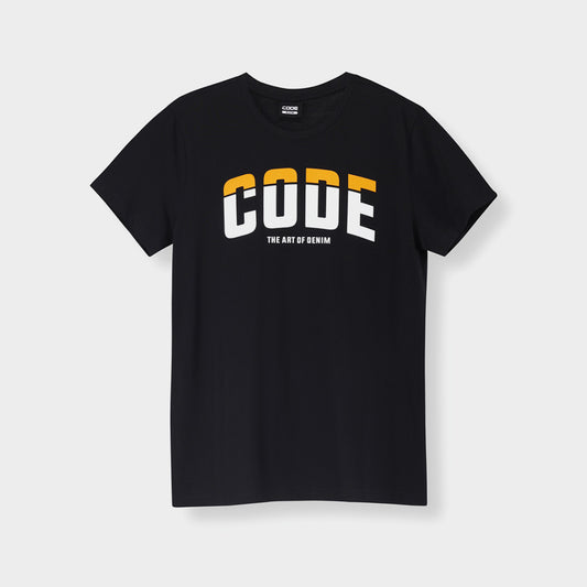 CODE MENS Curved Split Graphic Tee BLACK