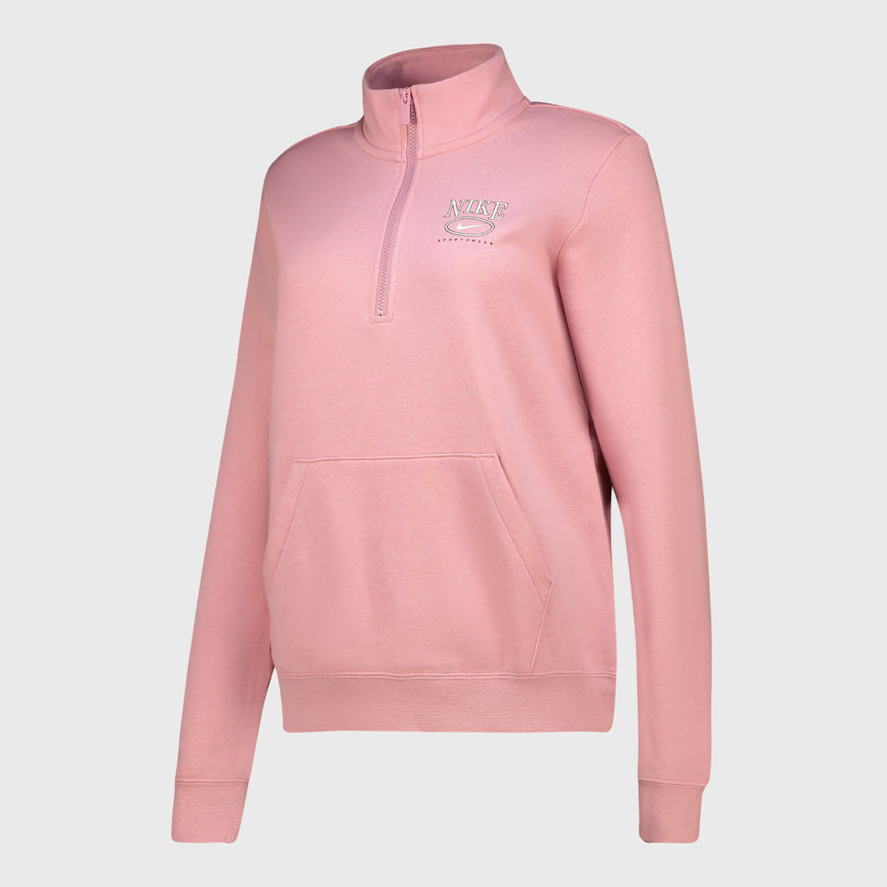 Nike Womens Club Fleece Mock Top Pink
