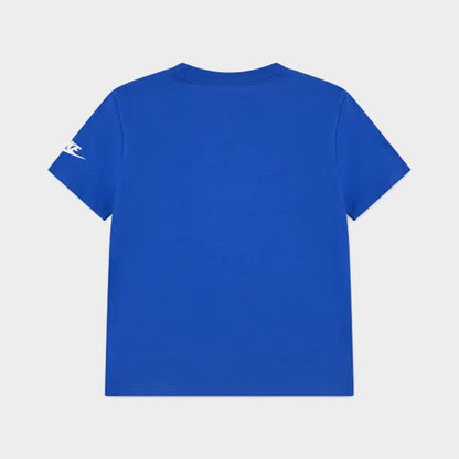 Nike Kids Furtura Evergreen Tee Blue back view showing the solid blue design and logo on the sleeve.
