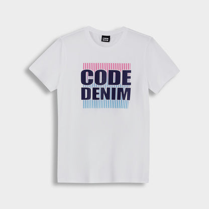 CODE MENS Stripe Graphic WHITE