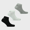 Puma unisex ankle socks in black, white, and grey, featuring cushioning and non-slip design, ideal for any occasion.