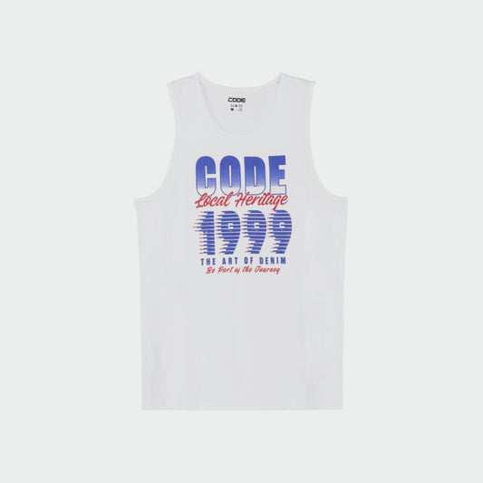 Code Mens Graphic Print Vest White