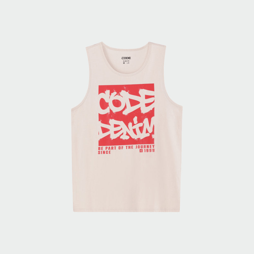 Code Mens Graphic Vest Beige