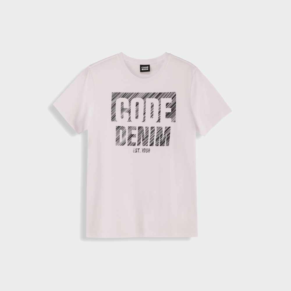 Code Mens Scratch Bg Graphic Tee White