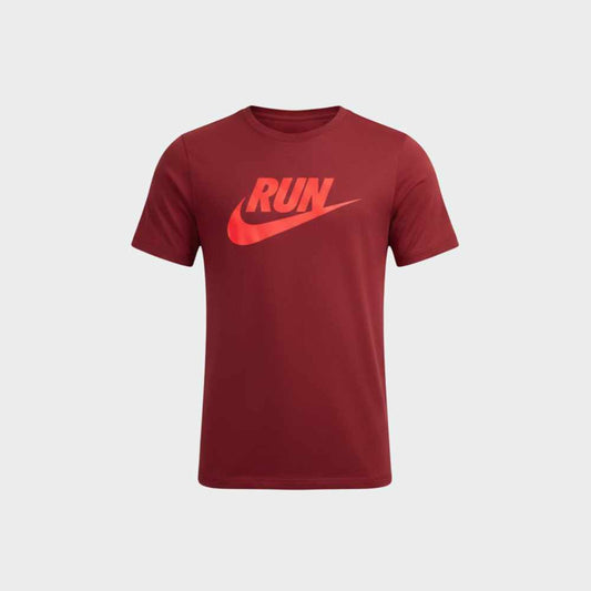 NIKE MENS Dri Fit Run Swoosh Tee RED