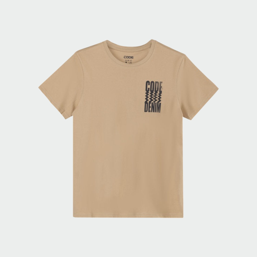 Code Mens Wavy Front Back Graphic Tee Brown