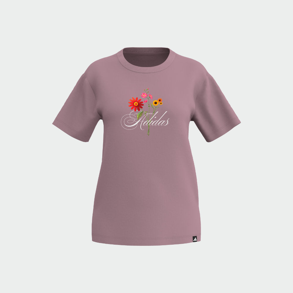 Adidas Womens Floral Tee Pink