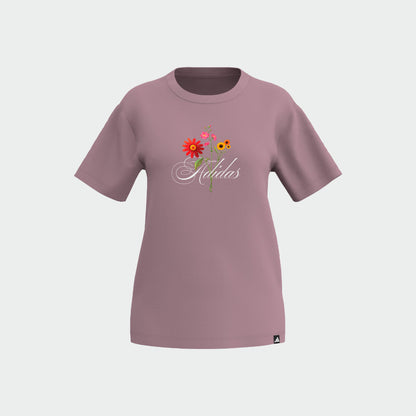 Adidas Womens Floral Tee Pink