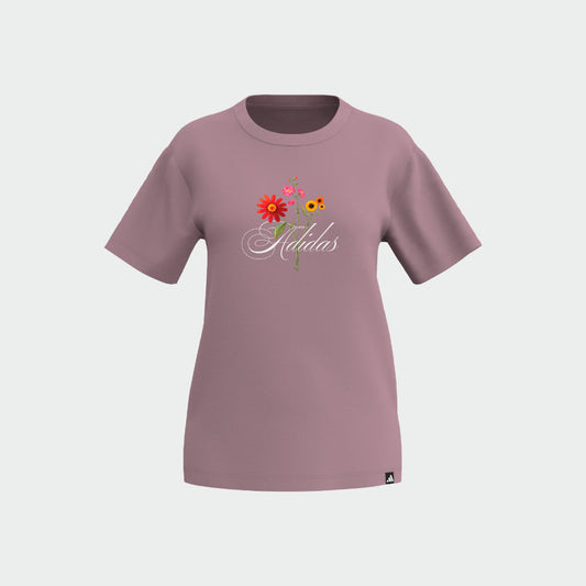 Adidas Womens Floral Tee Pink