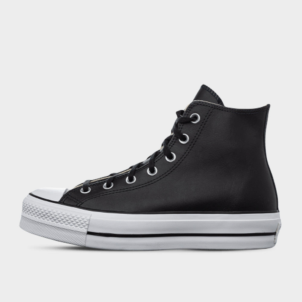 Converse Womens All Star Leather Platform High Top Sneakers Black