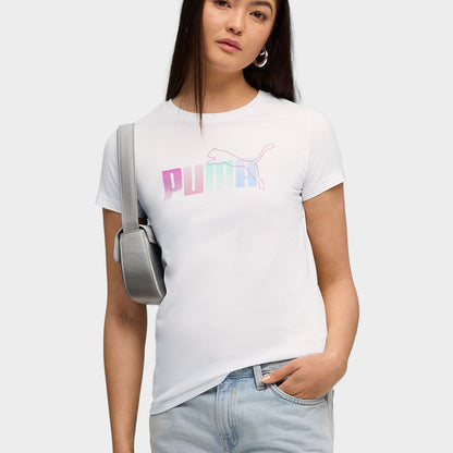 Puma Womens Graphic Stacked Tee White