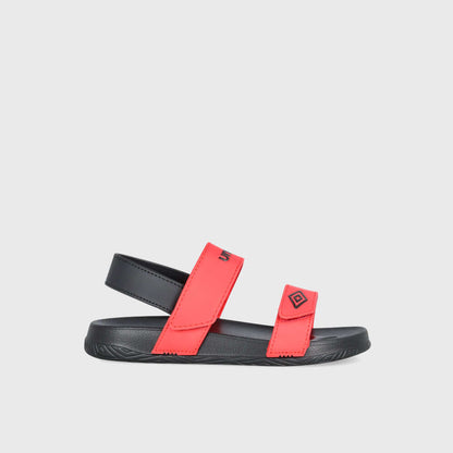 Umbro Kids Embossed Strap Sandals in Red with adjustable straps for active play and comfort.