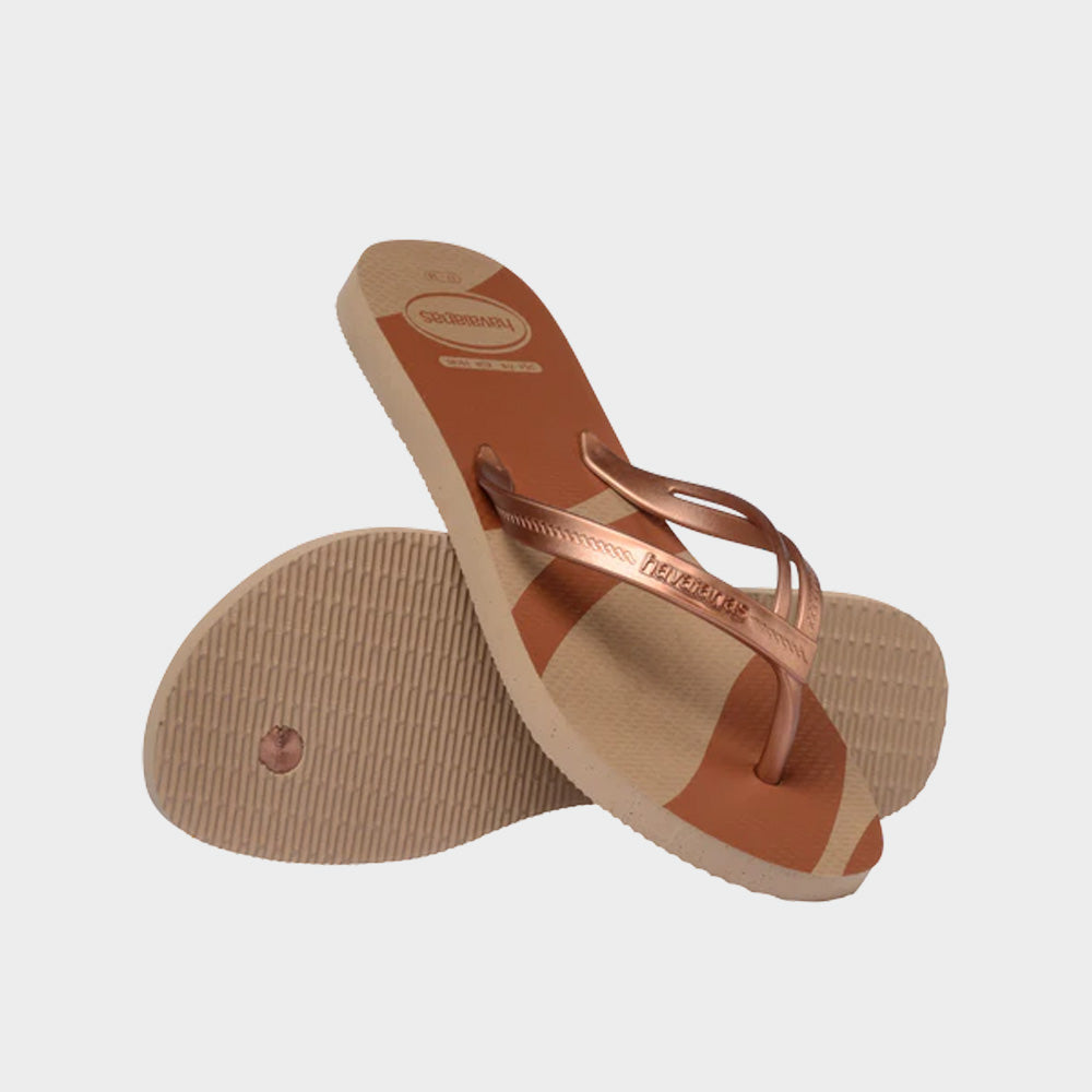 Havaianas Womens Elegance Print Thong Sandals Rose Gold