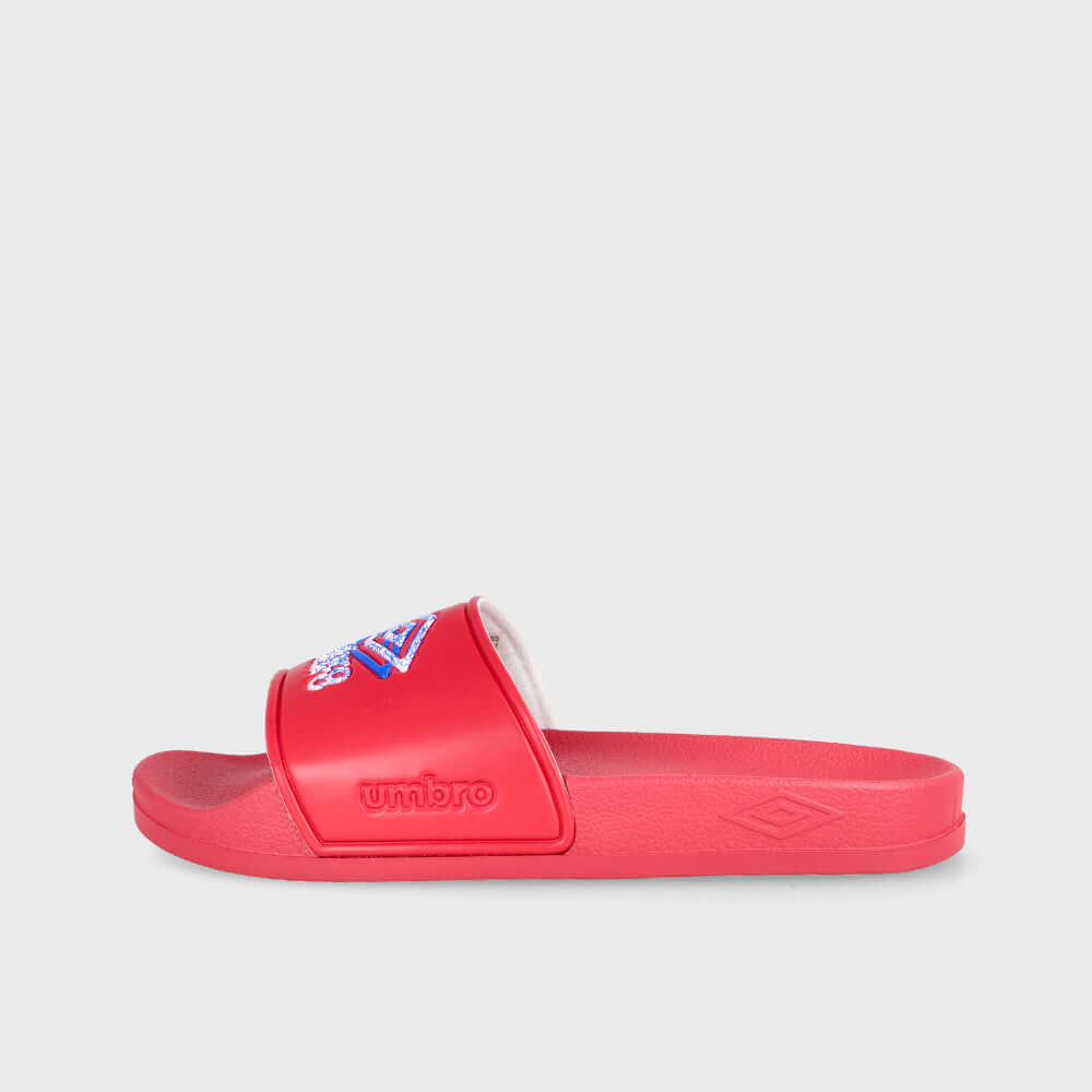 Umbro unisex maroon slide sandals with logo, perfect for casual wear and poolside relaxation.