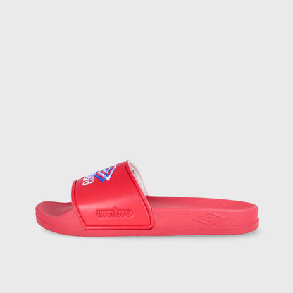 Umbro unisex maroon slide sandals with logo, perfect for casual wear and poolside relaxation.
