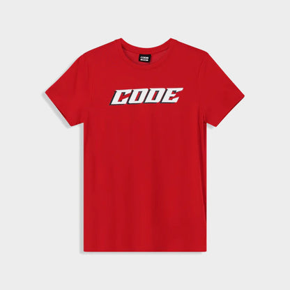 Code Mens Contrast Serif Graphic Tee Red