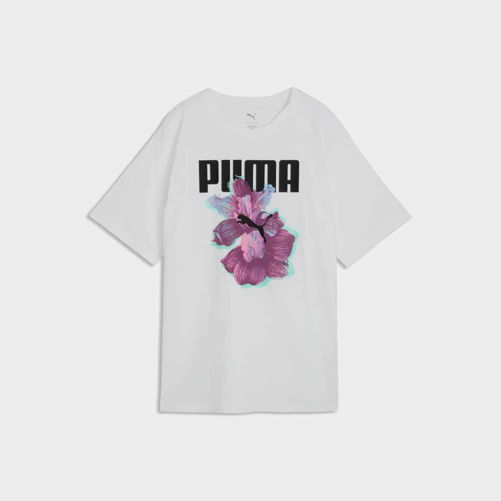 PUMA WOMENS Graphics Relaxed Flower Tee WHITE