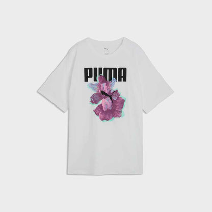 PUMA WOMENS Graphics Relaxed Flower Tee WHITE