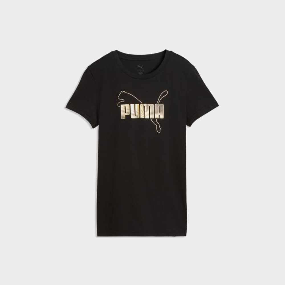 Puma Womens ESS Logo Lab Metallic Tee Black