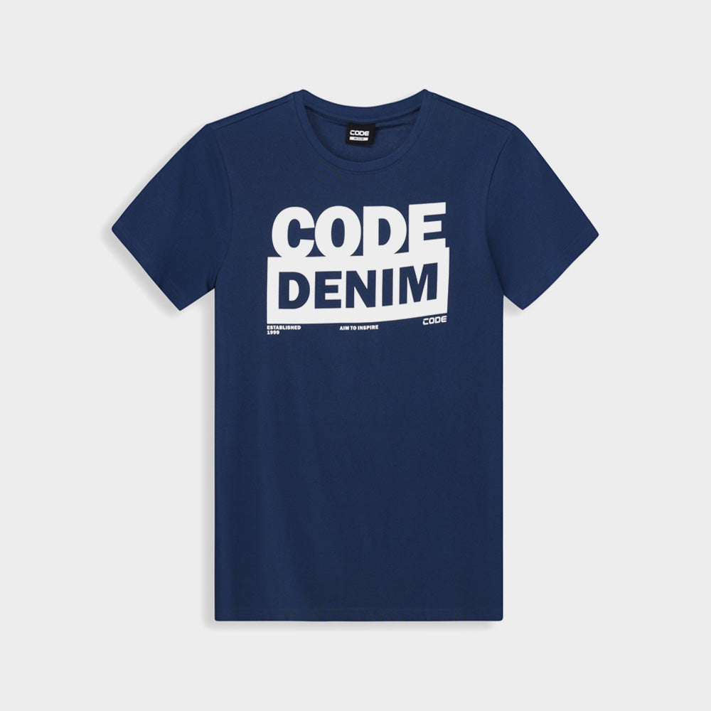 Code Mens Pigment Fill And Blank Tee Blue