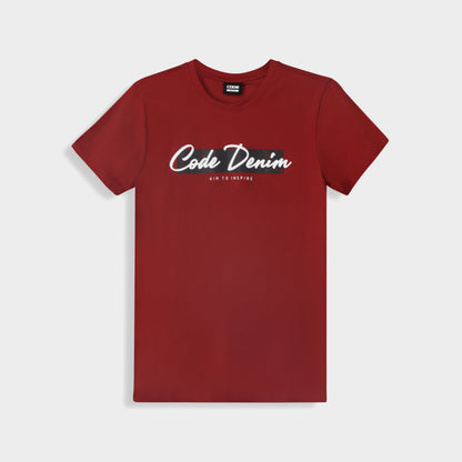 Code Mens Distressed Graphic Tee Red