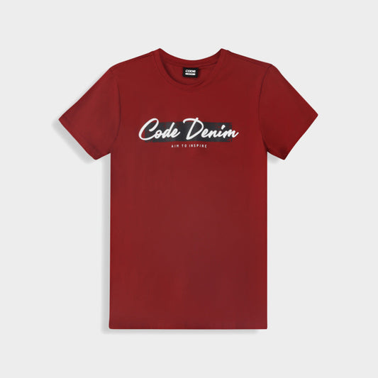 CODE MENS Distressed Graphic Tee RED