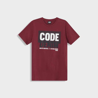 Code Mens Flock Honeycomb Block Tee Red