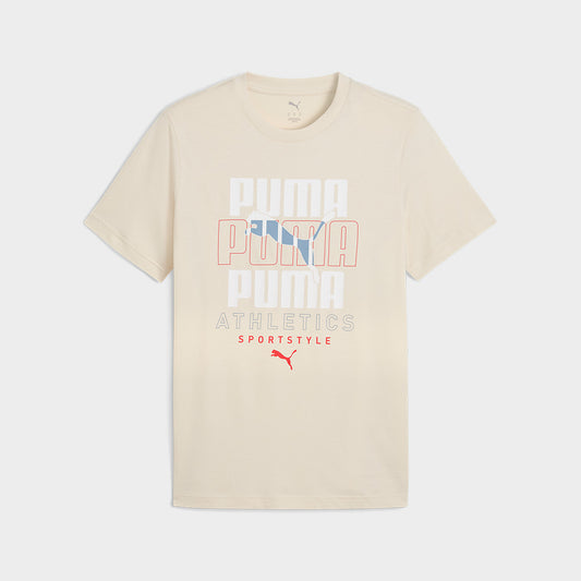 Puma Mens Graphic Stacked Tees Beige