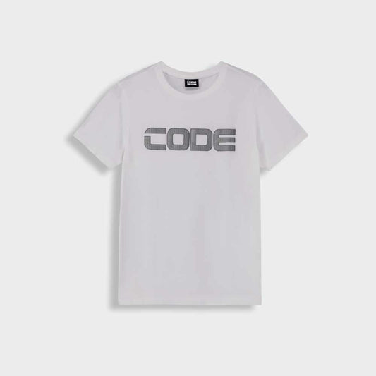 Code Mens Foil Grid Puff Graphic Tee White