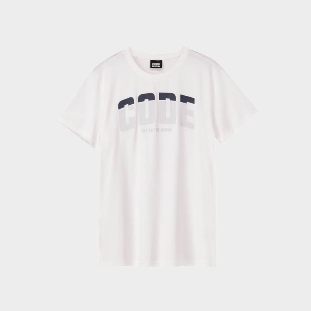 Code Mens Curved HD Split Graphic Tee White