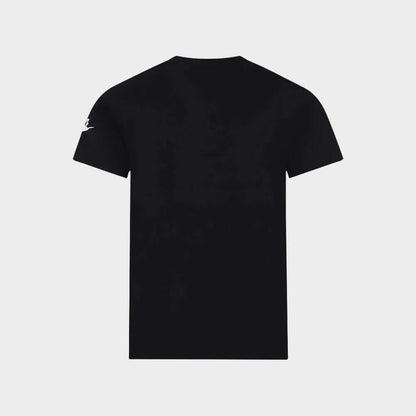 Nike Kids Furtura Evergreen Tee Black back view, classic black t-shirt with logo on sleeve.