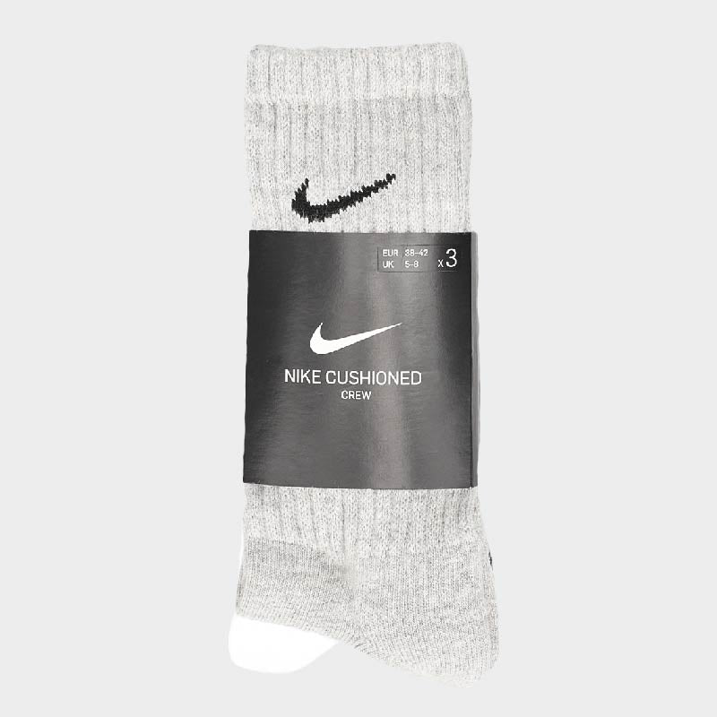 Nike Unisex 3 Pack Crew Cushioned Training Black White Grey Socks